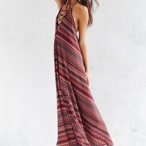Urban Outfitters Ecote Flame Stitch Lace-Up Maxi Dress